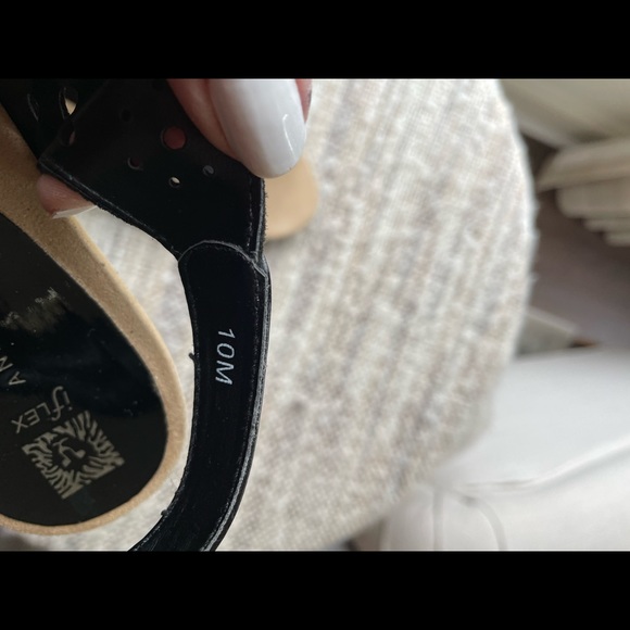 Anne Klein iflex Black Suede Perforated Wedge Sandal - Picture 8 of 8